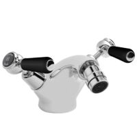 Old London Topaz Black Lever Chrome Mono Bidet Mixer Tap with Dome Collar - BC406DL