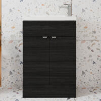 Hudson Reed Fusion Compact Vanity Unit with Basin 600mm Wide - Charcoal Black Woodgrain