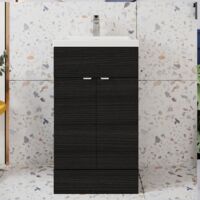 Hudson Reed Fusion Floor Standing Vanity Unit with Basin 500mm Wide - Charcoal Black Woodgrain