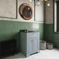 Hudson Reed Old London Floor Standing Vanity Unit with 3TH Black Marble Top Basin 600mm Wide - Storm Grey