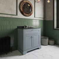 Hudson Reed Old London Floor Standing Vanity Unit with 3TH Black Marble Top Basin 800mm Wide - Storm Grey