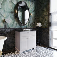 Hudson Reed Old London Floor Standing Vanity Unit with 1TH Black Marble Top Basin 800mm Wide - Timeless Sand