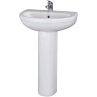 Nuie Ivo Basin and Full Pedestal 555mm Wide - 2 Tap Hole