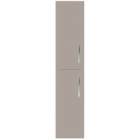 Nuie Athena Wall Hung 2-Door Tall Unit 300mm Wide - Stone Grey