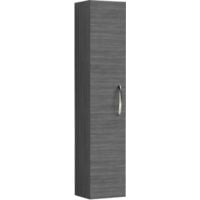 Nuie Athena Wall Hung 1-Door Tall Unit 300mm Wide - Brown Grey Avola