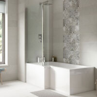 Nuie Square L-Shaped Shower Bath 1500mm x 700mm/850mm - Left Handed