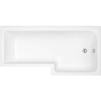 Nuie Square L-Shaped Shower Bath 1600mm x 700mm/850mm - Right Handed