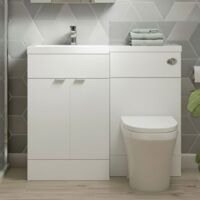 Hudson Reed Fusion LH Combination Unit with 500mm WC Unit - 1000mm Wide - Gloss White