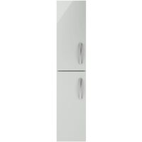Nuie Athena Wall Hung 2-Door Tall Unit 300mm Wide - Gloss Grey Mist