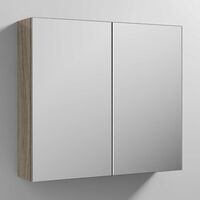 Nuie Athena Mirrored Cabinet (50/50) 800mm Wide - Driftwood