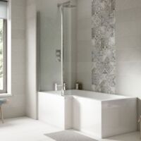 Nuie Square L-Shaped Shower Bath 1600mm x 700mm/850mm - Left Handed