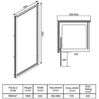 Merlyn 8 Series Infold Shower Door, 900mm Wide, Clear Glass