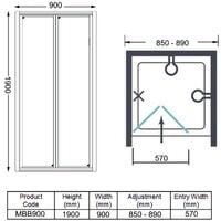 Merlyn Mbox Bi-Fold Shower Door 900mm - 4mm Clear Glass