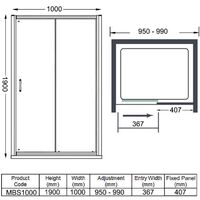 Merlyn Mbox Sliding Shower Door 1000mm Wide - 6mm Clear Glass