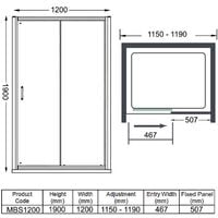Merlyn Mbox Sliding Shower Door 1200mm Wide - 6mm Clear Glass