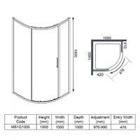 Merlyn Mbox Single Quadrant Shower Enclosure 1000mm x 1000mm - 6mm Glass
