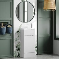 Hudson Reed Fusion Compact Vanity Unit with Basin 400mm Wide - Gloss Grey Mist