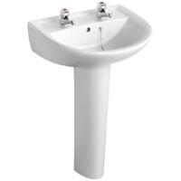 Armitage Shanks Sandringham 21 Basin with Full Pedestal 550mm Wide - 2 Tap Hole