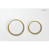 Geberit Kappa21 Dual Flush Plate - White/Gold Plated