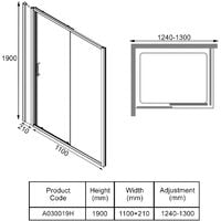 Merlyn Ionic Express Sliding Shower Door and Inline Panel 1240mm-1300mm Wide 6mm Glass