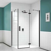 Merlyn Black Frameless Inline Hinged Shower Door with Tray 1200mm Wide - 8mm Glass