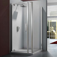 Merlyn 6 Series Pivot Shower Door 700mm Wide With 140mm Inline Panel - 8mm Glass