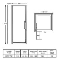 Merlyn 8 Series Infold Shower Door 900mm Wide and 210mm Inline Panel - 8mm Glass