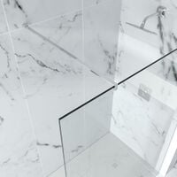 Merlyn 10 Series Wet Room Glass Panel with Wall Profile and Stabilising Bar 400mm Wide - 10mm Glass