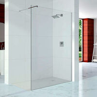 Merlyn 10 Series Wet Room Glass Panel with Wall Profile and Stabilising Bar 600mm Wide - 10mm Glass