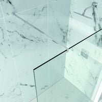 Merlyn 10 Series Wet Room Glass Panel with Wall Profile and Stabilising Bar 600mm Wide - 10mm Glass