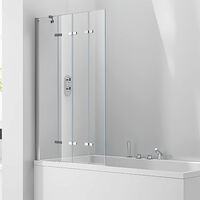 Verona Aquaglass+ Frameless 4 Folding Bath Screen LH 1500mm H x 965mm W - 6mm Glass