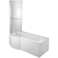 Verona Tungstenite P-Shaped Shower Bath with Panel Curved Screen 1500mm x 700/750mm Left Handed - Acrylic