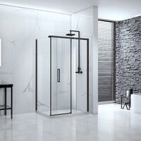 Verona Aquaglass Onyx Black Framed Sliding Shower Door 1200mm Wide - 8mm Glass