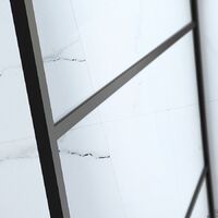 Verona Aquaglass Velar Black Crittall Walk-in Shower Panel 1200mm Wide with Stabilising Bar and Towel Rail - 8mm Glass