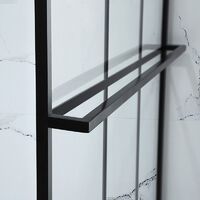 Verona Aquaglass Velar Black Crittall Walk-in Shower Panel 900mm Wide with Towel Rail - 8mm Glass