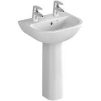 Vitra S20 Cloakroom Basin and Full Pedestal 500mm Wide 2 Tap Hole