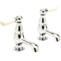 Sagittarius Kensington Lever Basin Taps Pair - Chrome/White