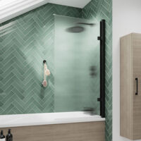 Square Hinged Fluted Bath Screen - 8mm - V-NSSQ7FLBP