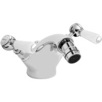 Bayswater Lever Hex Mono Bidet Mixer Tap with Waste - White/Chrome