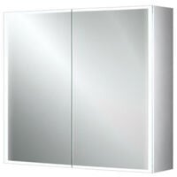 HiB Qubic 80 Aluminium LED Double Door Bathroom Cabinet 700mm H x 800mm W x 130mm D