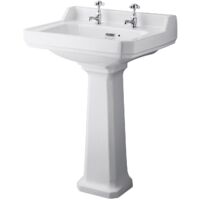 Bayswater Fitzroy Basin with Large Full Pedestal 595mm Wide 2 Tap Hole
