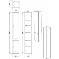 Signature Bergen Floor Standing 2-Door Tall Unit 300mm Wide - Pearl Grey Gloss