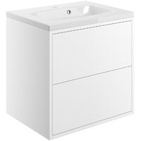 Signature Lund Wall Hung 2-Drawer Vanity Unit with Basin 600mm Wide - Matt White