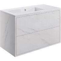 Signature Lund Wall Hung 2-Drawer Vanity Unit with Basin 900mm Wide - Marble