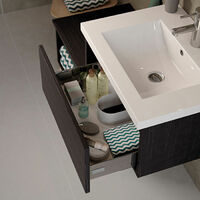 Signature Stockholm Wall Hung 1-Drawer Vanity Unit with Basin 815mm Wide - Graphitewood