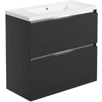 Signature Stockholm Floor Standing 2-Drawer Vanity Unit with Basin 815mm Wide - Graphitewood