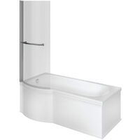 Signature Hermes P-Shaped Shower Bath with Front Panel and Screen 1675mm x 750mm/850mm Left Handed