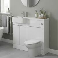 Hudson Reed Fusion LH Combination Unit with Round Semi Recessed Basin 1000mm Wide - Gloss White