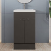 Hudson Reed Fusion Floor Standing Vanity Unit with Ceramic Basin 500mm Wide - Gloss Grey