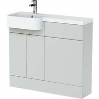 Hudson Reed Fusion LH Combination Unit with Round Semi Recessed Basin 1000mm Wide - Gloss Grey Mist